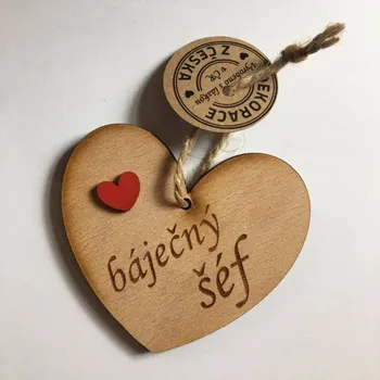 Dřevěné srdce s věnováním Báječný šéf 7 cm
