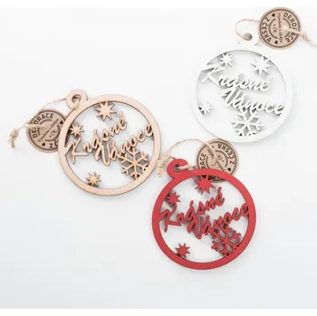 Vánoční dekorace Dřevěná koulička Krásné Vánoce, 3 barevné varianty Barva: Bílá, Rozměry: 8 cm