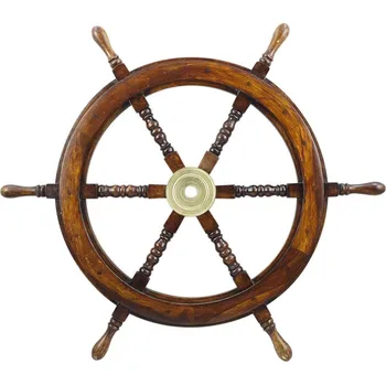 SEA Club Kormidlo, dřevo/mosaz, Ø: 75 cm, standardní kvalita