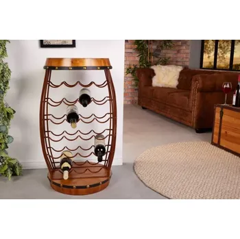 Stojan na víno Stojan na láhve WINE RACK (Designový kovový stojan na láhve ve tvaru sudu 81cm.)