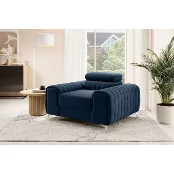 Křeslo Křeslo LAURENCE DARK BLUE III. (Designové velké křeslo do obývacího pokoje modré.)