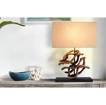 Stojací lampa Stolní lampa Wave Dark (Designová lampa na stůl s teakovým tmavým dřevem 57cm.)