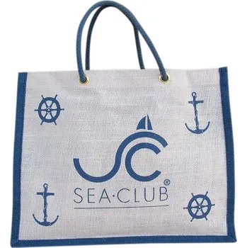Plážová taška SEA Club Jutová taška SEA-CLUB, bílá/modrá, 36x28x12cm