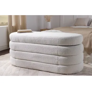 Taburet Taburet Vogue Boucle Creme Big (Velký taburet s úložným prostorem krémový 113cm.)