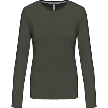 Dámské oblečení Dámské triko s dlouhým rukávem Kariban K383 Barva: Khaki tmavá, Velikost: M