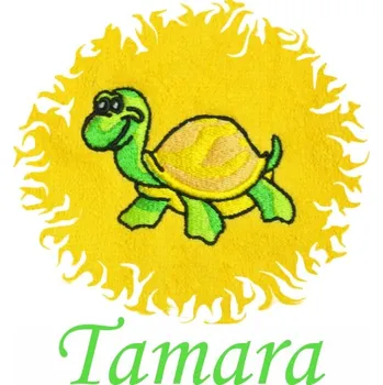 Dětská osuška s výšivkou a jménem QUALITY 400 g/m2 – ŽELVIČKA typ 2