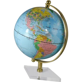 Glóbus SEA Club Globus, světle modrý, mosaz na akrylovém podstavci, V: 19 cm, Ø: 19, 19 cm, výška: 12,5 cm