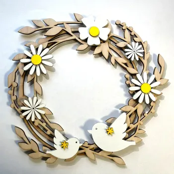 Věnec Věnec 30 cm skládaný s bílými květinami – přírodní, 3 varianty Nápis: Bez nápisu