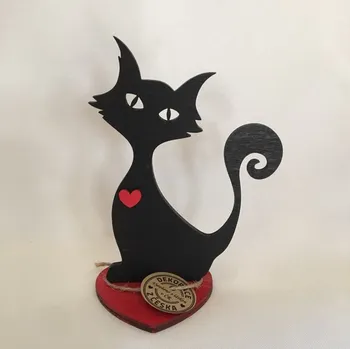 Kočka 16 cm černo-červená