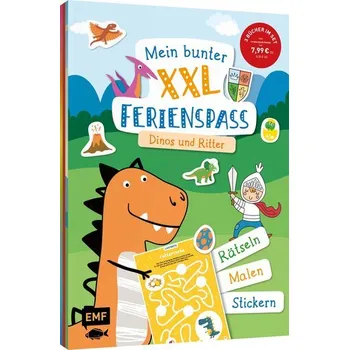 První čtění Mein bunter XXL-Ferienspaß: Dinos und Ritter - 3 Kreativbücher im Bundle