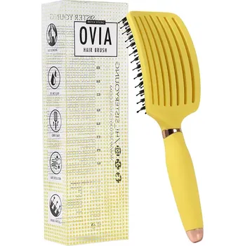 kartáč na vlasy Sister Young Ovia Lemon BV kartáč na vlasy s kančími štětinami a nylonovými jehlicemi pro lesk, objem a bezchybný styling