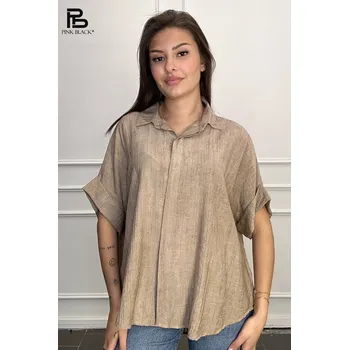 Dámská halenka Košile oversize Lamiar 35305 barva: hnědá-camel