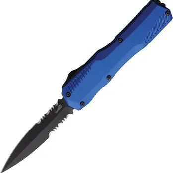 kapesní nůž Kershaw Auto Livewire Black Serrated DoubleEdge MagnaCut Blue Aluminum