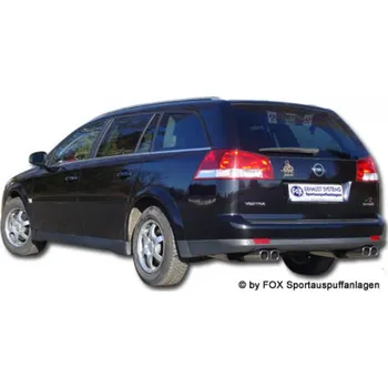 Tlumič výfuku Fox Sportauspuff koncový tlumič výfuku s koncovkou 2x78x75 Typ 70 na obou stranách pro Opel Vectra C s motorem 1.8 16V, 1.9 CDTI, 2.2, 2.2 DTi, 3.2 SLEVA 2%