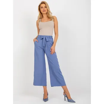Dámské kalhoty Tmavě modré culottes s vázáním LK-