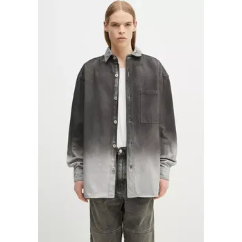 Pánská košile Džínová košile Marcelo Burlon Gradient Denim Overshirt Black White, M, šedá, 90X