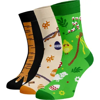 Dámské ponožky Zvýhodněný set 3 párů vysokých veselých ponožek - Velikonoce Bavlna 45-46