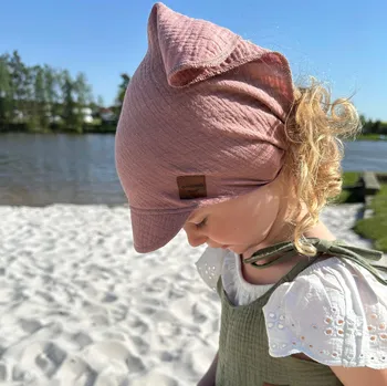 Šátek Mušelínový šátek s kšiltem / tmavě pudrový