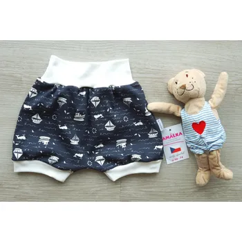 AMÁLKA Bavlněné kraťasy s náplety, moře s lodičkami Velikost: 68-74