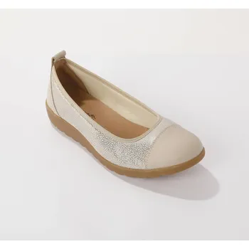 Dámské baleríny Kožené baleríny s pružnými vsadkami béžová 38