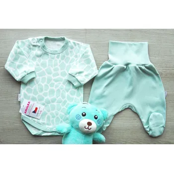 Kojenecká souprava AMÁLKA Bavlněná souprava pro miminko, žirafí tisk, zelená Velikost: 56