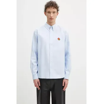 Pánská košile Bavlněná košile Kenzo modrá barva, relaxed, s límečkem button-down, FF55CH4109LO.64, 39, 50X
