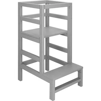 Dětsný nábytek Dřevěná učící věž pro děti - šedá