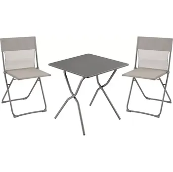 Sada skládací čtvercový venkovní stůl ocel a 2 židle BALCONY II ColorBlock hnědá Terre