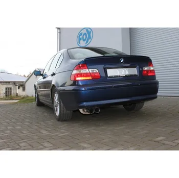 Tlumič výfuku Fox Sportauspuff koncový tlumič výfuku k napojení na OEM středový tlumič s koncovkou 2x76 Typ 10 pro BMW řada 3 E46 s motorem 2.0, 2.5, 2.8 SLEVA 2%