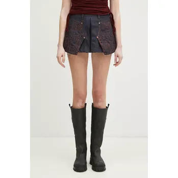 Dámská sukně Džínová sukně Andersson Bell Embroidery Panel Pleated Denim tmavomodrá barva, mini, pouzdrová, apa795w, 38, 59X