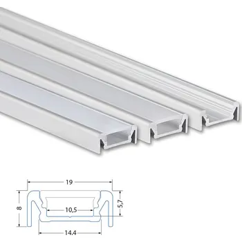 LED osvětlení MCLED Přisazený hliníkový profil PE, 19x8mm, vč. matného difuzoru, 1m