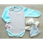 AMÁLKA Bavlněné bodynko šedé s tyrkysem Velikost: 80