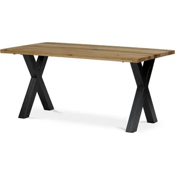 Jídelní stůl Stůl jídelní, 160x90x75 cm, masiv dub, kovové podnoží ve tvaru písmene "X" , černý lak