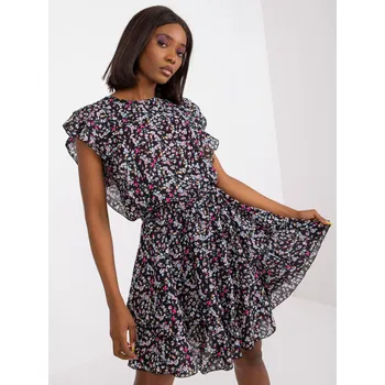 Dámské šaty Květinové černé šaty CHA-