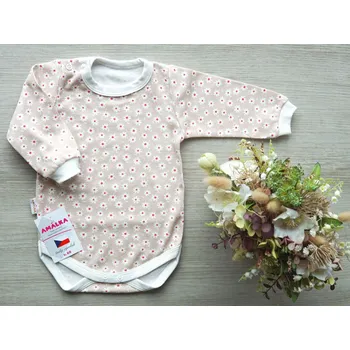 AMÁLKA Bavlněné body dlouhý rukáv, sedmikrásky Velikost: 80