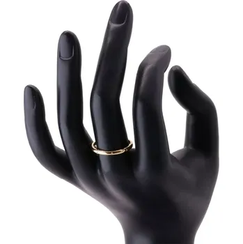 Prsten Briliantový prsten ze 14K žlutého zlata - tři kulaté čiré diamanty, hladký povrch - Velikost: 51