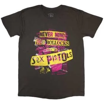 Pánské oblečení Merch Sex Pistols: The Sex Pistols Unisex T-shirt: Nmtb Text Overlay (charcoal Grey) (small) S