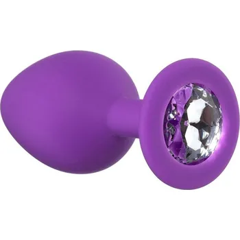 Anální kolík Lola Games Emotions Cutie Medium Purple-Clear Crystal, silikonový anální kolík 8 x 3,5 cm