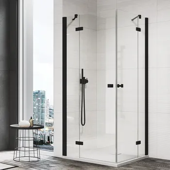 Ronal ANNEA AN13 G+D sprchový kout čtvercový 100x100 cm Profil: Černá, Sklo: Hladké čiré, Rozměr: 100x100 cm
