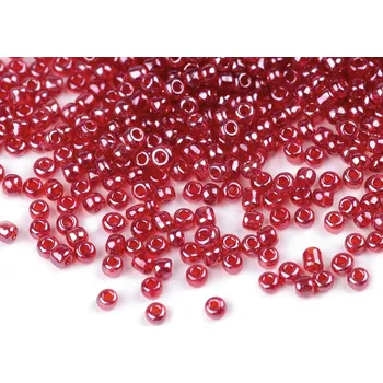 Korálek Rokajl 8/0 - 3 mm s průtahem Červená (Červená)