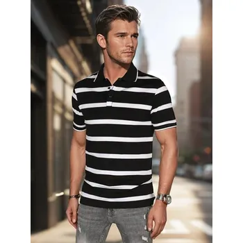 Pánská košile Dstreet Trendy černá pánská polokošile