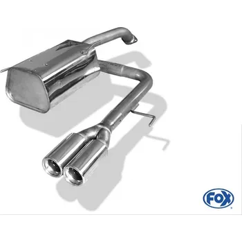 Tlumič výfuku Fox Sportauspuff koncový tlumič výfuku s vývodem uprostřed s koncovkou 2x76 Typ 13 pro Nissan Micra K12 2003- s motorem 1.2 16V, 1.4 16V, 1.5 dCi, pro vozy s přírubou SLEVA 2%