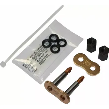 Řetězová sada pro motocykl a Samonýtovací spona řetězu EK CHAINS 520 MVXZ2 barva zlatá - 1 kus