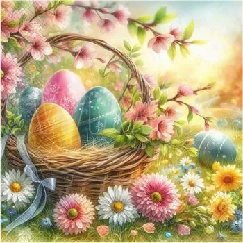 Papírový ubrousek Velikonoční ubrousky 3-vrstvé 33 x 33 cm (PAP - FSC Mix), 20 ks (83104 - CH3N)