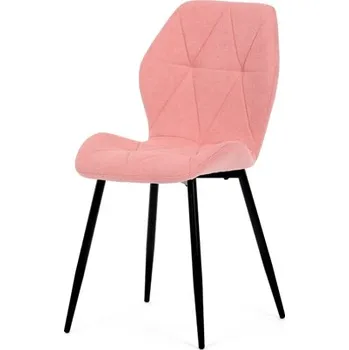 Jídelní židle Židle jídelní, růžová látka, černé kovové nohy