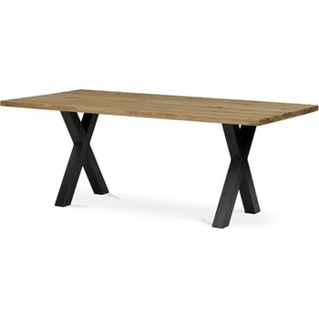 Jídelní stůl Stůl jídelní, 200x100x75 cm,masiv dub, kovová noha ve tvaru písmene"X", černý lak