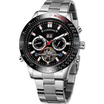 Hodinky FORSINING pánské automatické hodinky 39 days to Moon Stříbno Černé FORSINING FSG589M4T4