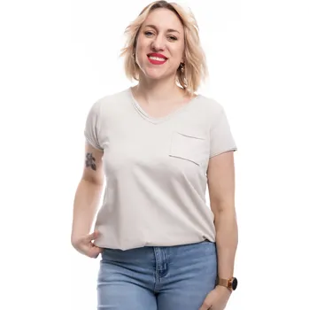 Italy fashion Dámské bavlněné tričko NIKA Barva: Krémová, Velikost: UNI: M-XL