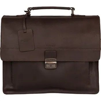 Pánská aktovka BURKELY Kožená aktovka Burkely Valerio tm. hnědá