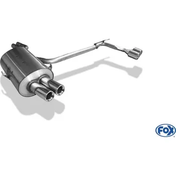 Tlumič výfuku Fox Sportauspuff koncový tlumič výfuku s koncovkou 2x76 Typ 13 na obou stranách pro BMW řada 3 E46 s motorem 2.0, 2.2, 2.5, 2.8, 3.0 SLEVA 2%